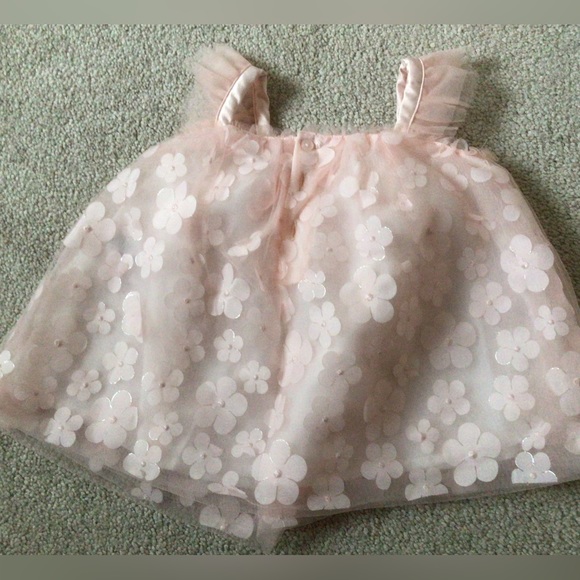 MINICLASIX STRAP TULLE DRESS/ LEGGING PANT WITH FLOWER APPLIQUÉS- SIZE 12 MONTHS - Picture 4 of 12